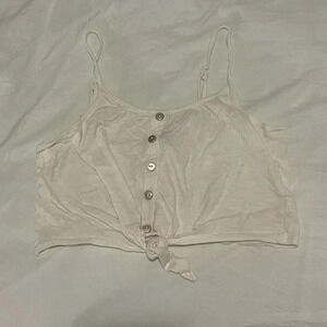 Charlotte Russe Cream Tie Front Crop Tank Top Women's Size Small